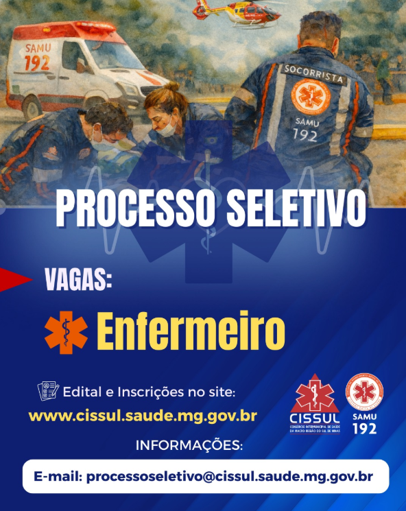 Oportunidade de Emprego: Inscrições para Enfermeiro no SAMU do Sul de Minas Oportunidade de Emprego: Inscrições para Enfermeiro no SAMU do Sul de Minas
